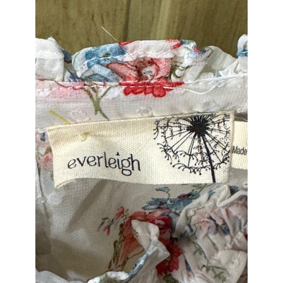 Everleigh Women’s Floral Ruffled Babydoll Ruffled Sleeve Top Cottage M Sheer - Picture 6 of 6